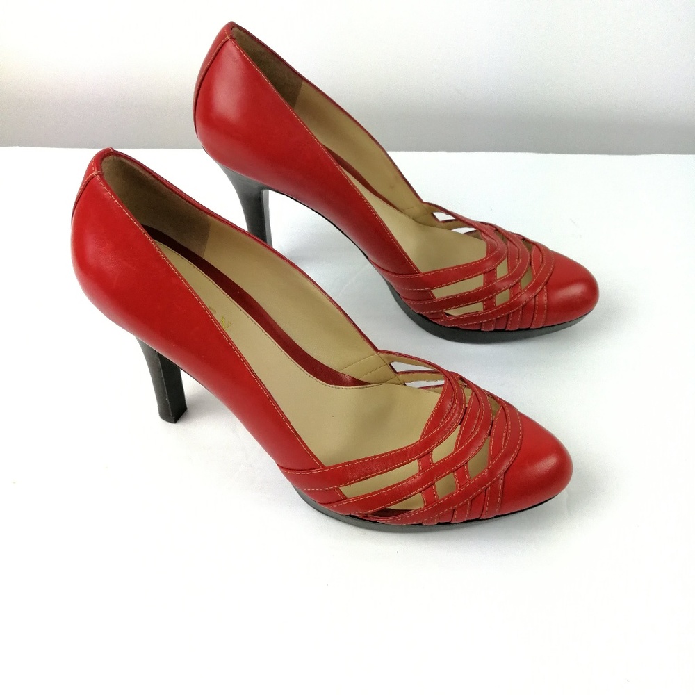 Lauren Ralph Lauren Red Leather 4" Heel Pumps